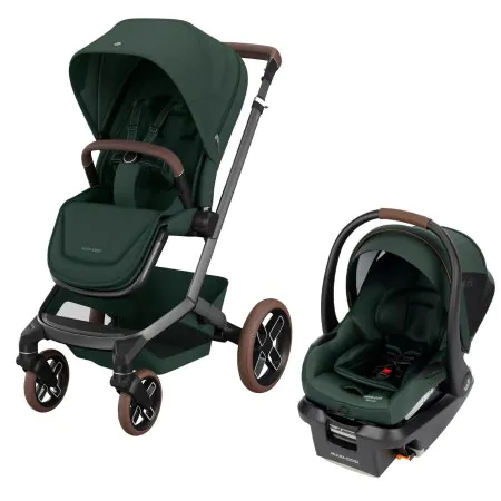 Maxi Cosi Fame Stroller & Mico Luxe+ Car Seat Travel System - Twillic Green	94070CTGR 884392020514 Tjskids.com