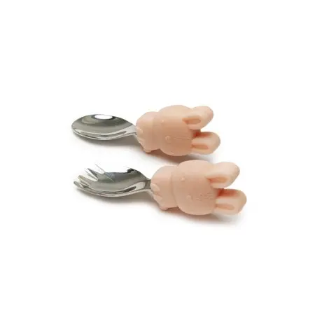 Learning Spoon/Fork Set - Bunny/Blush Pink