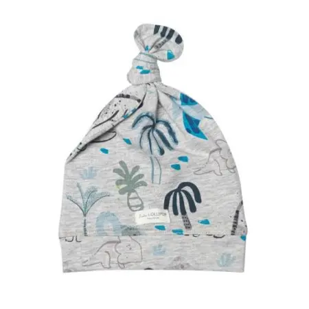 Top Knot Beanie Tencel - Dinosaurs 0 - 6 months