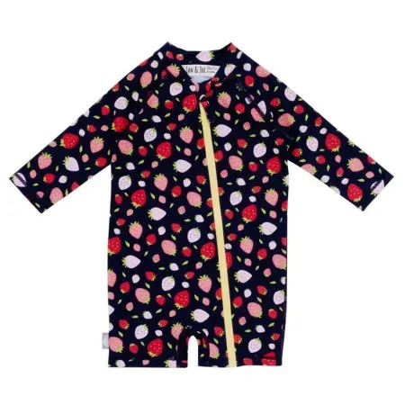 Jan & Jul Long Sleeve One Piece UV Jumpsuit - Strawberry UJ1-STR-6m 804928029033 UJ1-STR-12m 804928029040 UJ1-STR-18m 804928029057 UJ1-STR-2T 804928029064 UJ1-STR-3T 804928029071