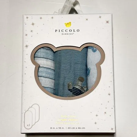 Piccolo Bambino 3 Pack Burp Cloths in Gift Box - Blue