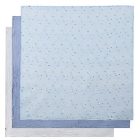 Piccolo Bambino Muslin Swaddle 3 Pack - Blue