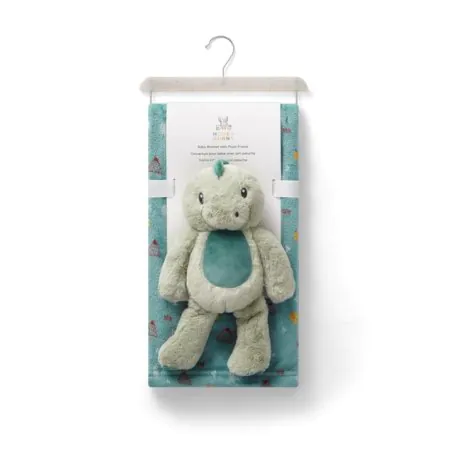 Honey Bunny Rolled Plush Blanket with Plush Friend - Green HBBT2-P01G6-GN 773299989805 Tjskids.com