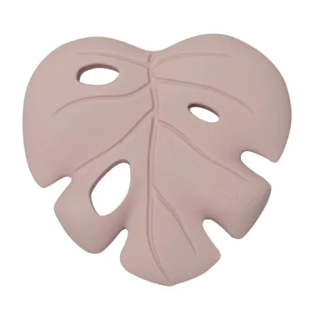 Loulou Lollipop Silicone Teether - Monstera Pink	MONSTERA-PNK 825754026416 Tjskids.com