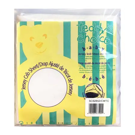 TJSKIDS Teddy's Choice Jersey Crib Sheet - White	sc2852/cstc 60383675004 Tjskids.com