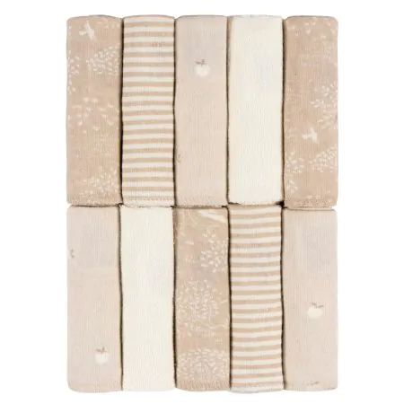 Just Born 10-Pack Washcloths - Tan	GCW60580 32633137853 Tjskids.com