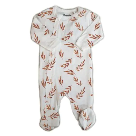 Zipper Footie - Caramel Leaves