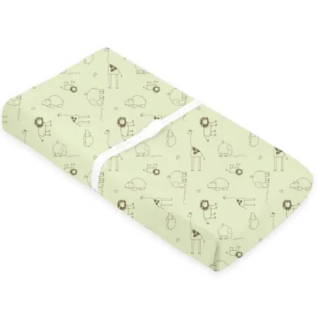 Kushies Flannel Contour Pad Sheet With Slits - Green Safari