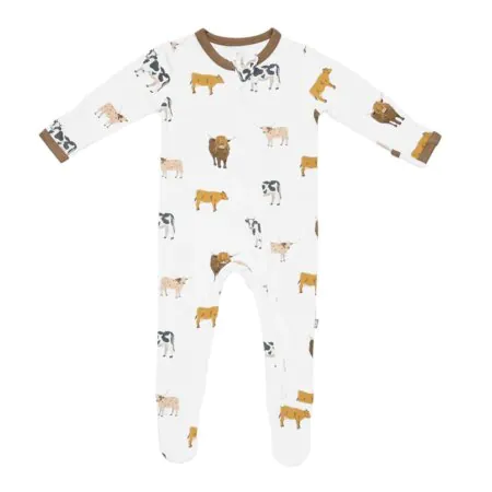 Kyte Baby Printed Zippered Footie Moo 