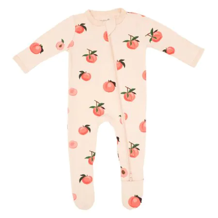 Kyte Baby Printed Zippered Footie - Peach Tjskids.com
