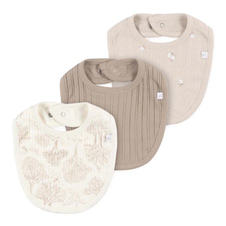 Just Born Baby Neutral 3-Pack Bibs - Tan GCW60520	32633138867 Tjskids.com
