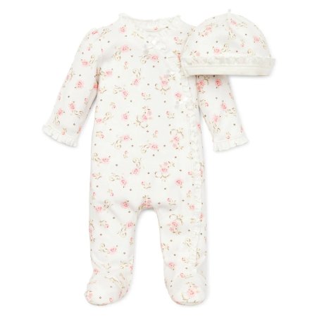 Little Me	Footie with Hat - Vintage Rose Tjskids.com