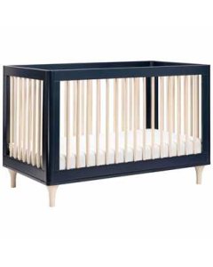 Lolly 3 in 1 Crib with Toddler Rail Navy Washed Natural