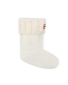 6 Stitch Cable Kids Boot Sock - White