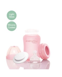Glass Baby Bottle (150ml) - Rose Pink