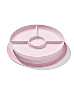 OXO Tot Baby and Toddler Stick and Stay Suction Divided Plate for 6+ Months - Blossom