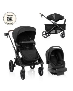 Transformer Stroller Wagon Travel System w/ LiteMax NXT Pitch Black