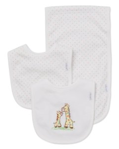LITTLE ME GIRAFFE BIB & BURP SET