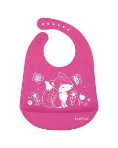 Kushies Silicatch Silicone Bib with Pocket Foxy Lady