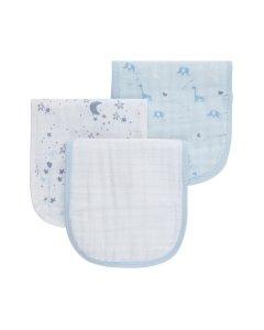 3 Pack Burp Cloths in Gift Box - Blue