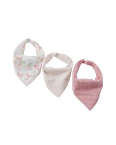 3 Pack Muslin Bandana Bibs - Pink