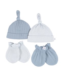 Just Born 4-Piece Hat and Mittens - Blue	GCW60530 32633138874  Tjskids.com