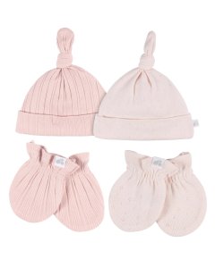Just Born 4-Piece Hat and Mittens - Pink GCW60531	32633138881 Tjskids.com