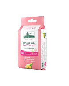  Aleva Naturals Bamboo Baby Hand & Face Wipes 30 Count