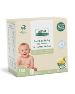  Aleva Naturals Bamboo Baby Dry Wipes Value Pack 180ct	37837-AZ 624721378370 Tjskids.com