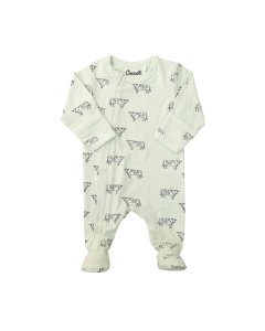 Coccoli Modal Zipper Footie - Green Cows Print