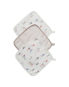 Loulou Lollipop Deluxe Washcloth 3 Pack - Football WASHFTB 825754027031