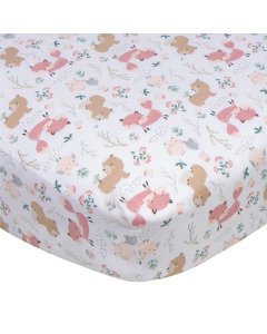 Gerber Fitted Crib Sheet - Girl - Woodland GCW10171	13618220777 Tjskids.com