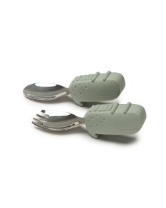 Learning Spoon/Fork Set - Alligator/Sage