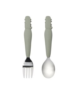 Big Kids Spoon/Fork Set - Alligator/Sage