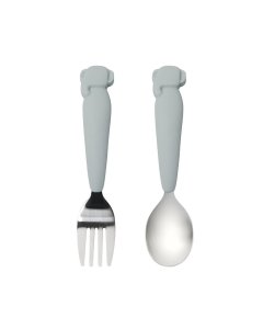 Big Kids Spoon/Fork Set - Elephant/Blue