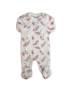 Zipper Footie - Caramel Leaves