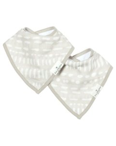 Luxe Muslin 2 Pack Bib Set - Grey Mudcloth