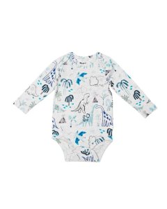 Long Sleeve Bodysuit In Tencel - Dinosaurs 0 - 3 months