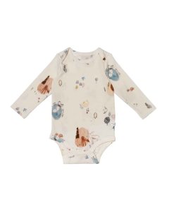 Long Sleeve Bodysuit In Tencel - Cozy Forest 0 - 3 months