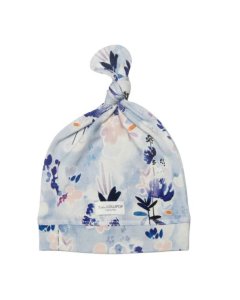 Top Knot Beanie Tencel - Ink Floral 0 - 6 months