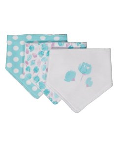 Jesse Lulu 3 Pack Bandana Bib - Watercolour Floral Aqua