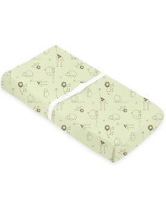 Kushies Flannel Contour Pad Sheet With Slits - Green Safari