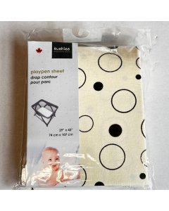 Kushies Flannel Playpen Fitted Sheet - Cream Bubbles