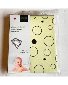Kushies Flannel Playpen Fitted Sheet - Green Bubbles
