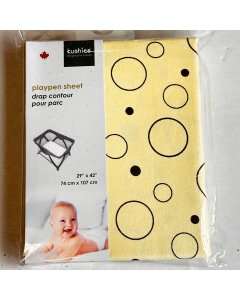 Kushies Flannel Playpen Fitted Sheet - Cream Bubbles