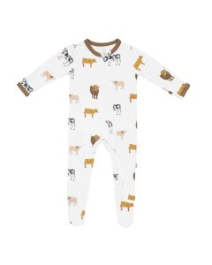 Kyte Baby Printed Zippered Footie Moo 