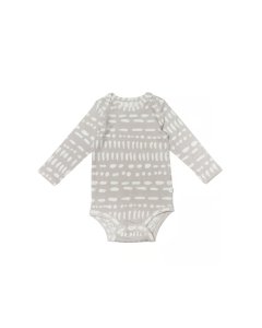 Loulou Lollipop Long Sleeve Bodysuit In Tencel - Grey Mudcloth Tjskids.com
