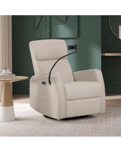 Evolur Maverick Power Recline Glider with Device Holder - Light Sand