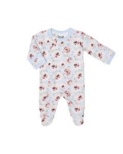 Coccoli	MODAL ZIPPER FOOTIE - PEONIES ON LIGHT BLUE Tjskids.com
