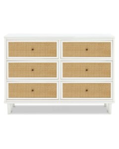 Namesake Marin with Cane 6 Drawer Warm White and Honey cane